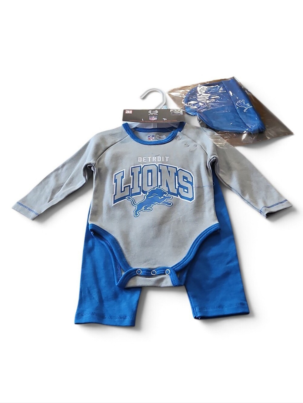 NFL Detroit Lions Gray and Blue Infant One-Piece Set